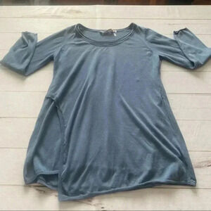 Soft surroundings woman’s blue long sleeve layered cotton top size Medium